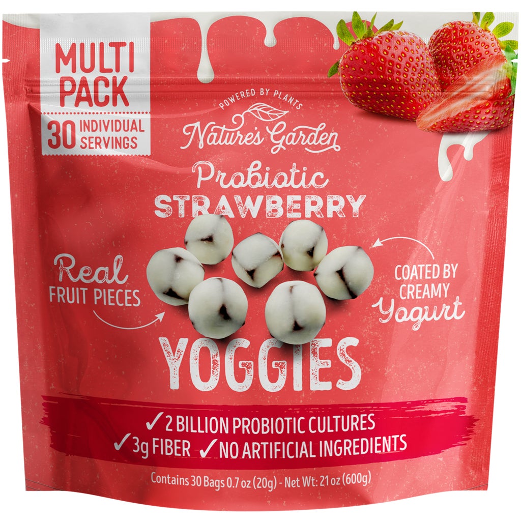 Nature's Garden Probiotic Yoggies, Strawberry, 0.7 oz, 30 ct | Costco
