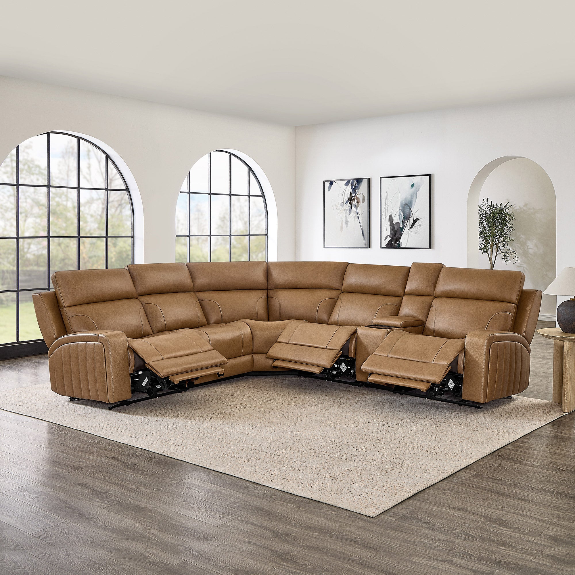 Barcalounger Rowan Leather Power Reclining Sectional with Power