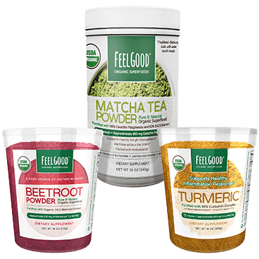 FEELGOOD Matcha, Organic Beetroot or Turmeric Powder