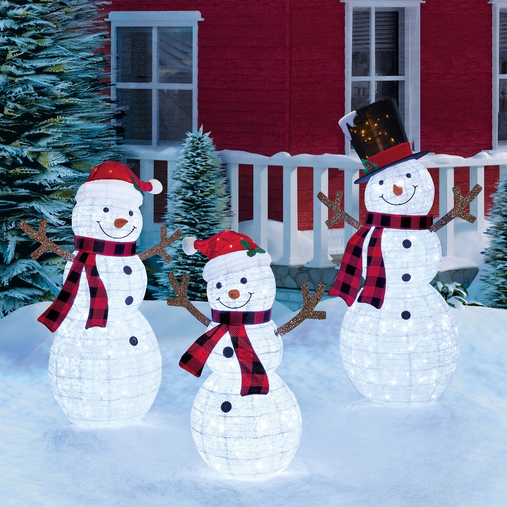 Twinkling LED Snowman Family - Set of 3 | Costco Twinkling LED Snowman Family - Set of 3 | Costco