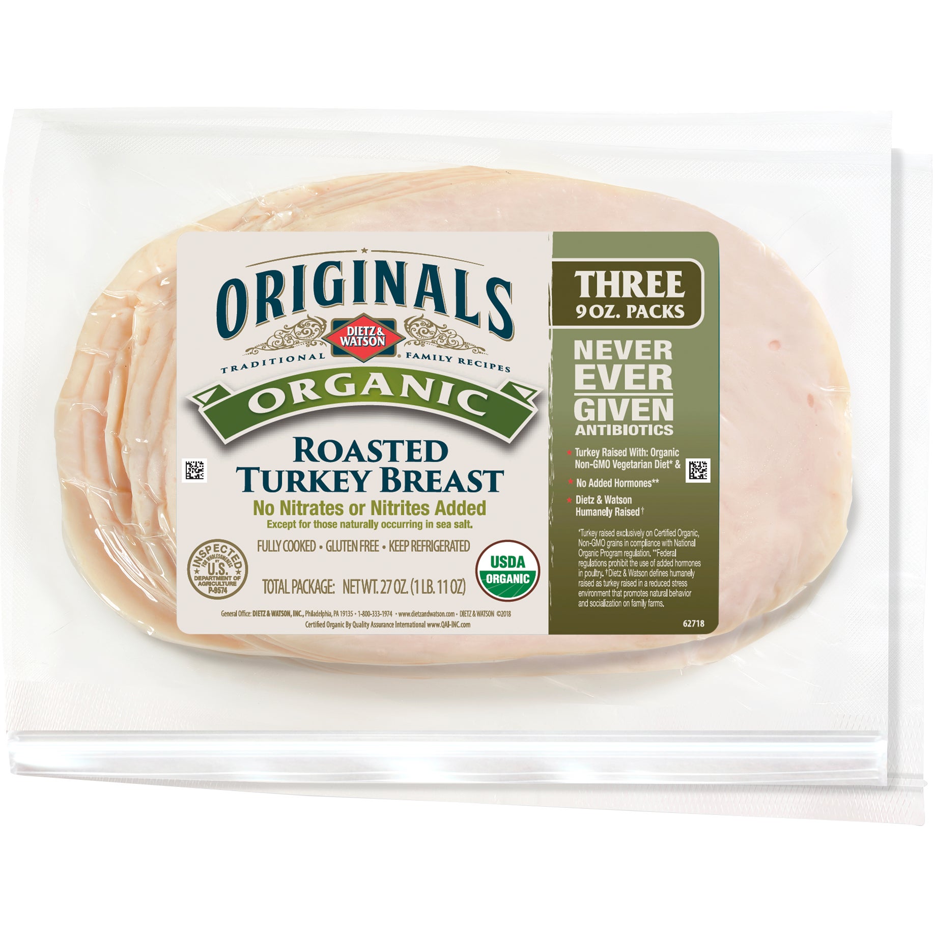 Dietz & Watson Organic Roasted Turkey Breast, 9 oz, 3 ct | Costco