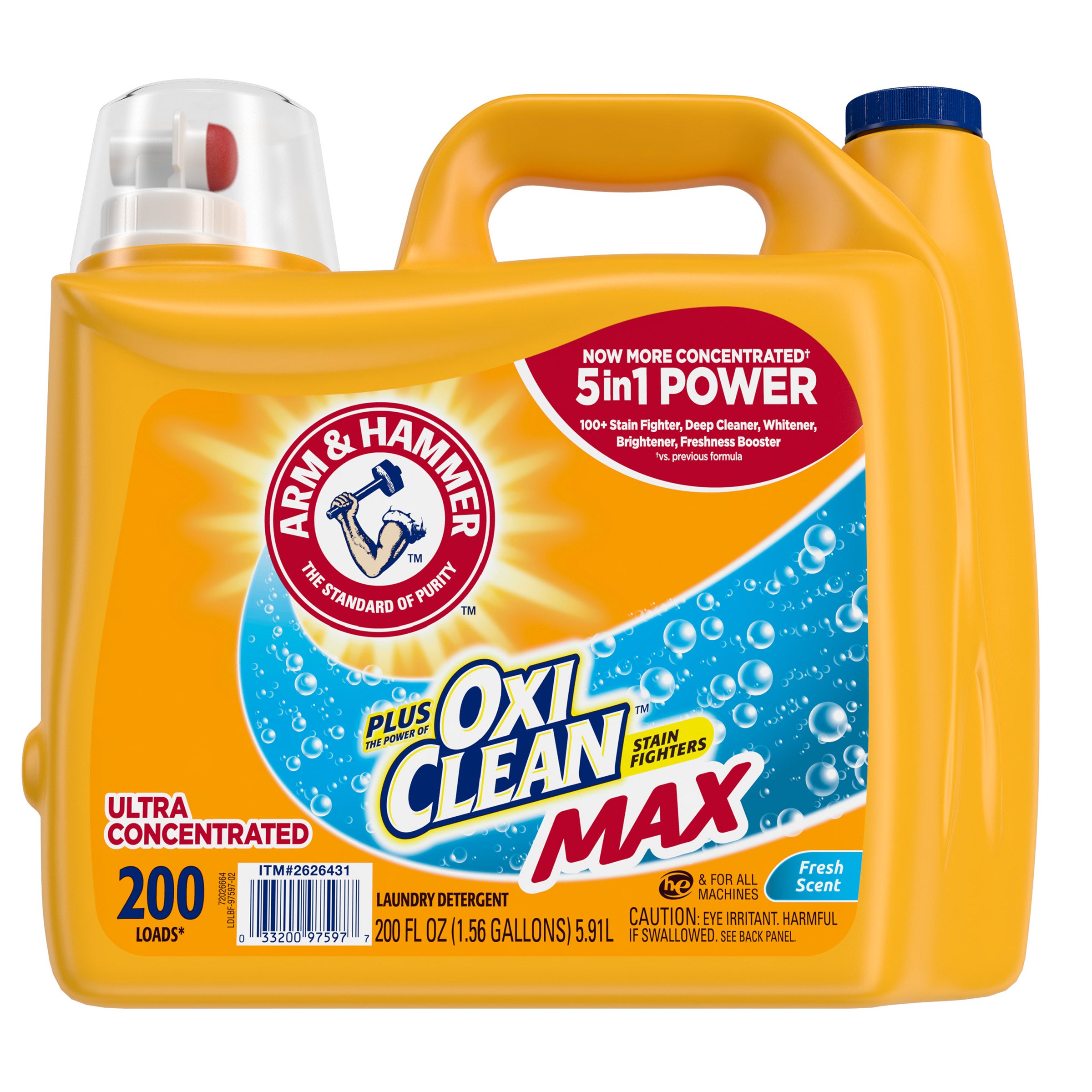 Arm & Hammer Plus OxiClean Max HE Liquid Laundry Detergent, Fresh