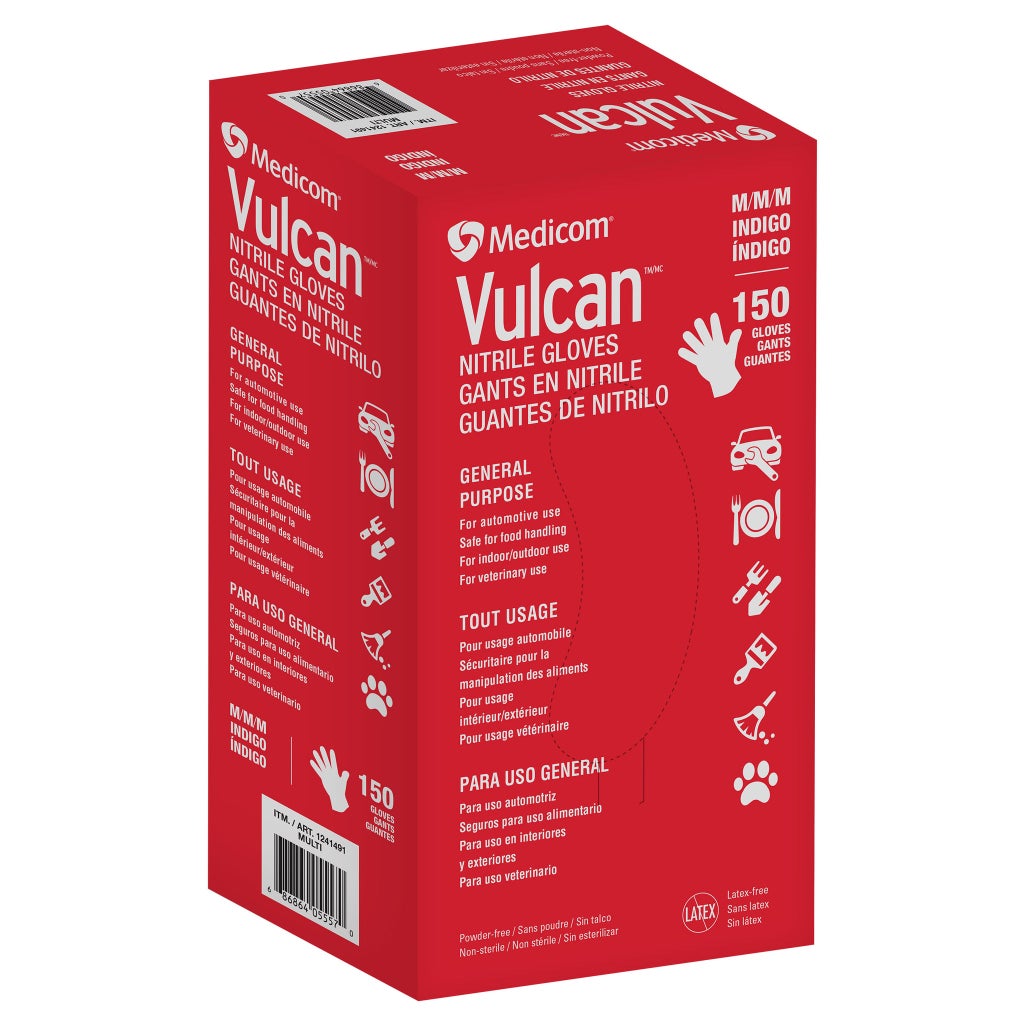 Vulcan Nitrile Gloves, Medium, Indigo | Costco