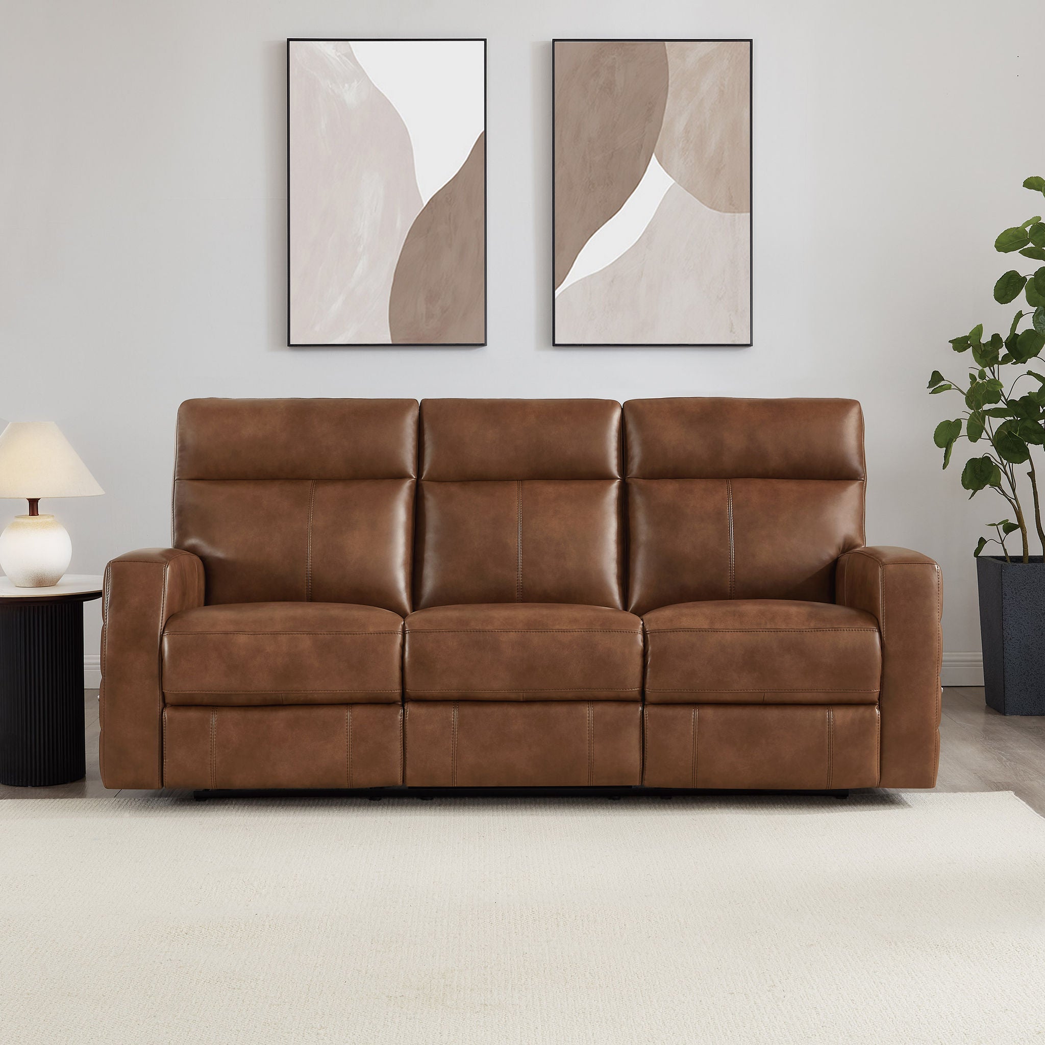 Prospera Home Jacklyn Top Grain Leather Manual Reclining Sofa | Costco