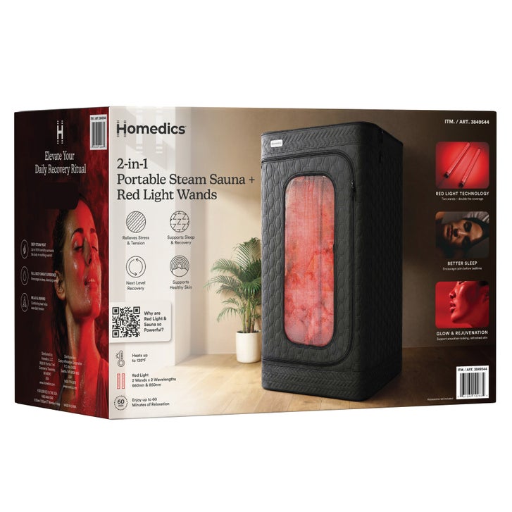 Homedics 2-in-1 Portable Steam Sauna + Red Light Wands | Costco