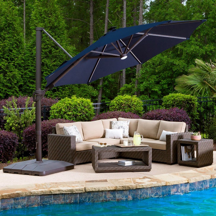 11 foot solar led patio umbrella PURPLE LEAF 11ft Round Outdoor with Lights, Umbrella with Lights, Grey You add a lot of pizazz to your backyard with a simple addition of this outdoor umbrella. 11 ft Outdoor Double Top