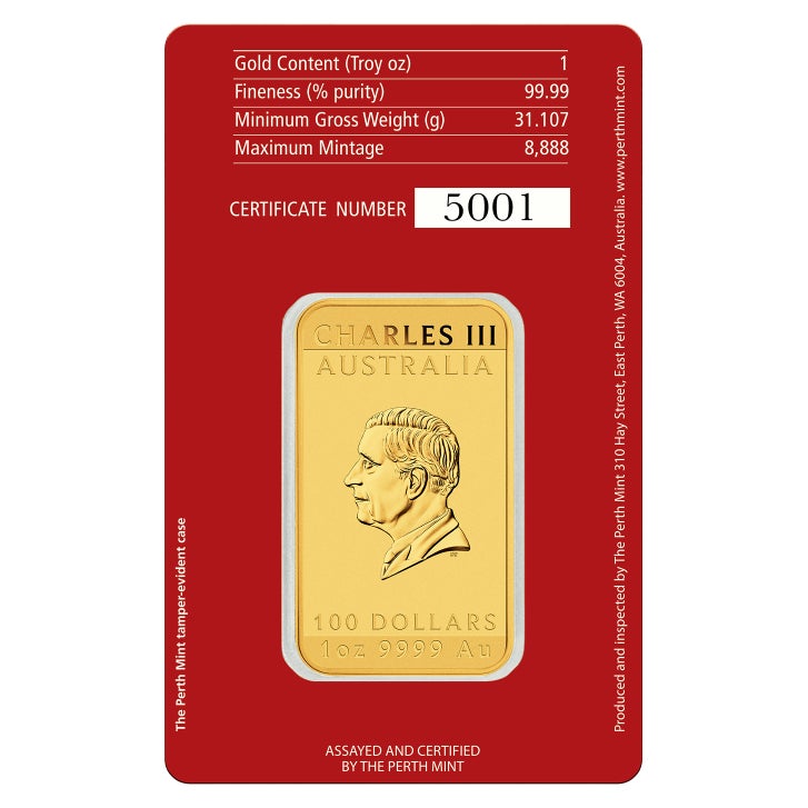 2025 1 oz Gold Perth Mint Rectangular Dragon Coin (New in Assay