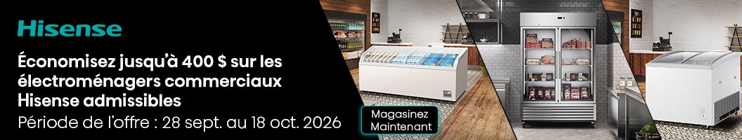 Hisense  Save up to $400 on eligible Hisense Commercial Appliances  Offer Period: 09/28/26 to 10/18/26  Shop Now While quantities last