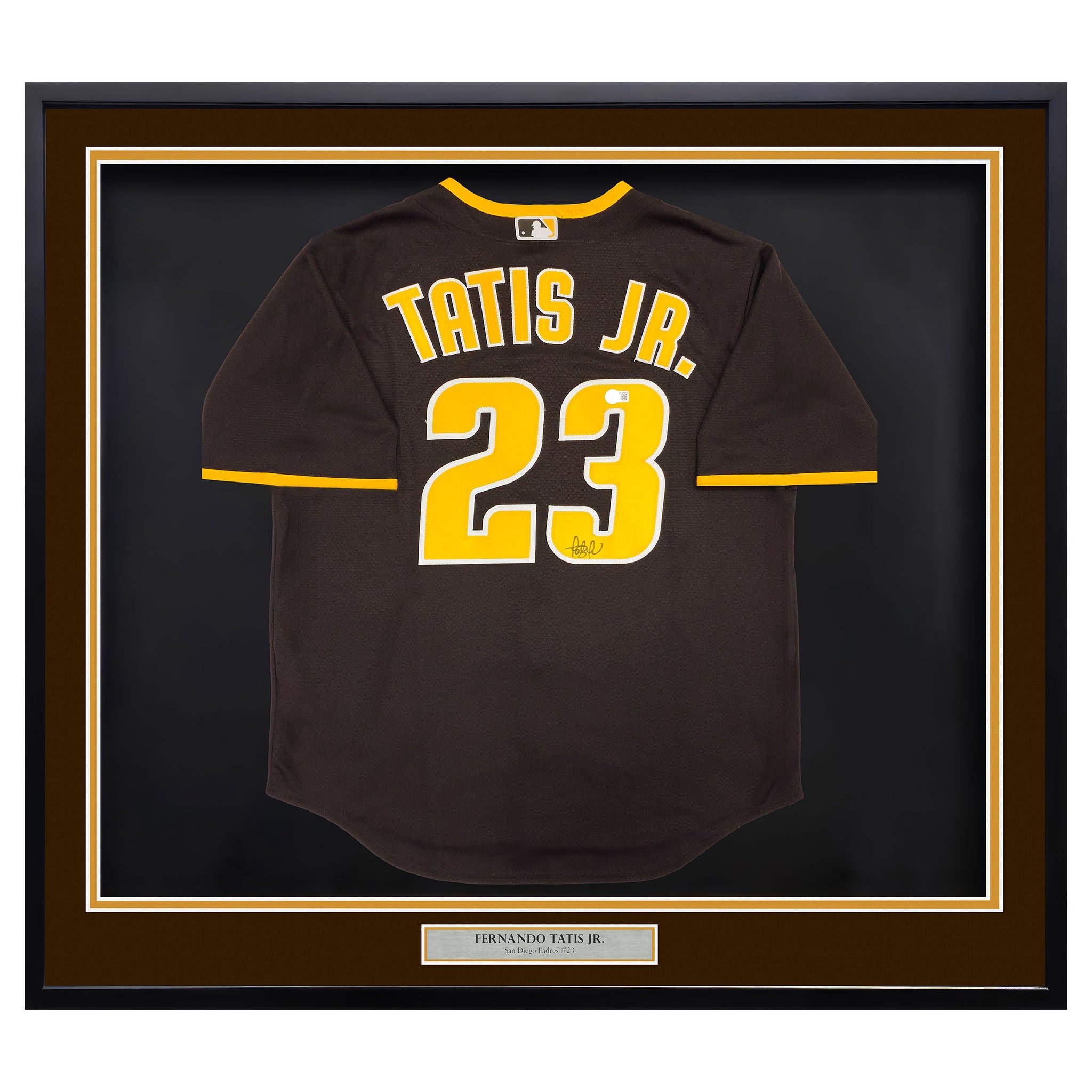 Fernando Tatis Jr. Autographed Framed Brown Nike Jersey San Diego