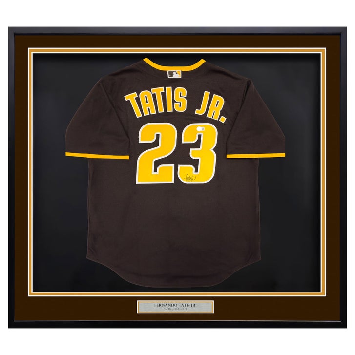Fernando Tatis Jr. Autographed Framed Brown Nike Jersey San Diego