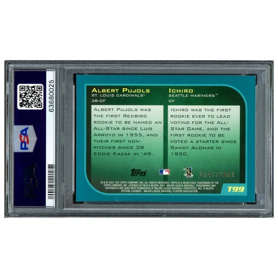Ichiro Suzuki & Albert Pujols Autographed 2001 Topps Traded Gold