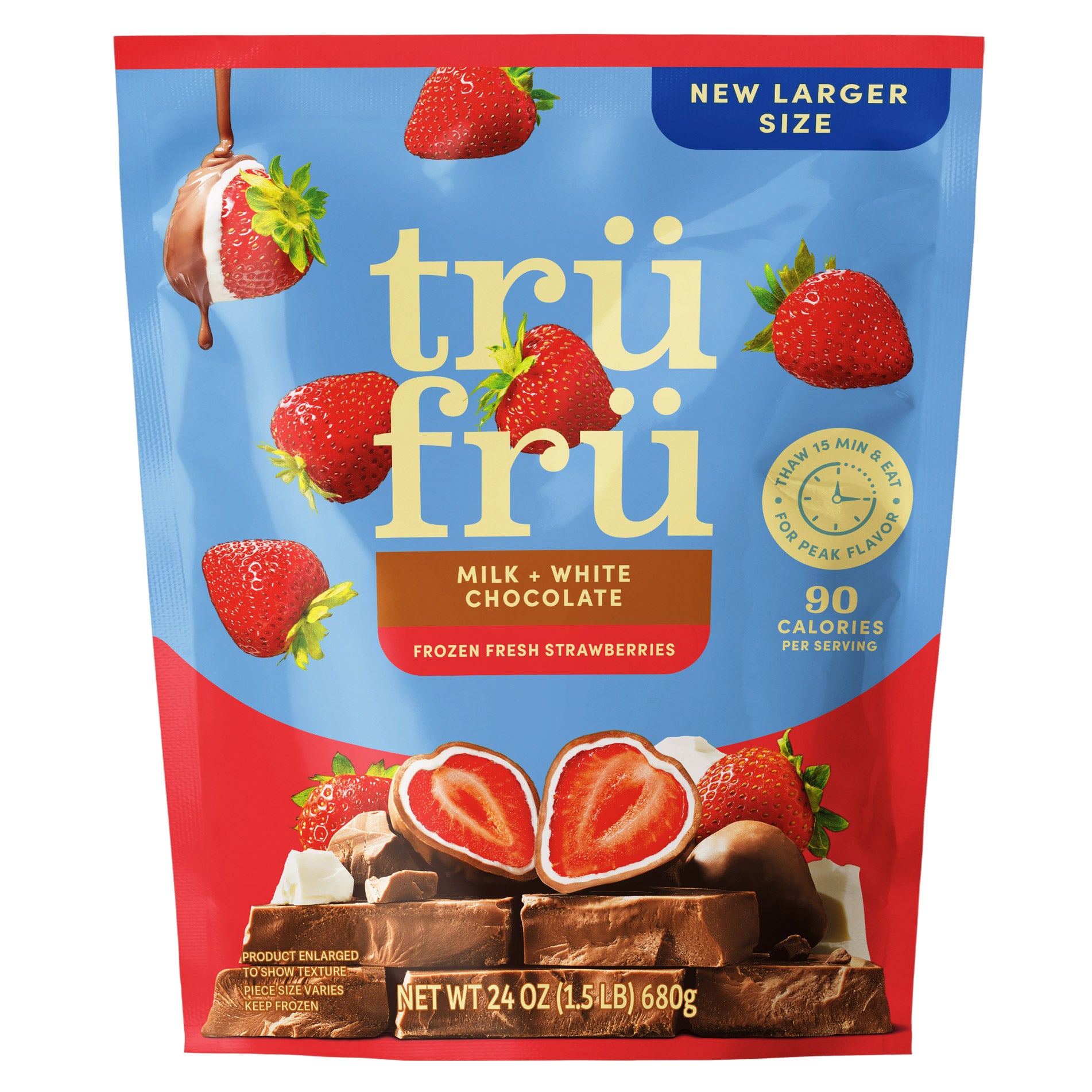 TruFru Milk + White Chocolate Covered Frozen Strawberries