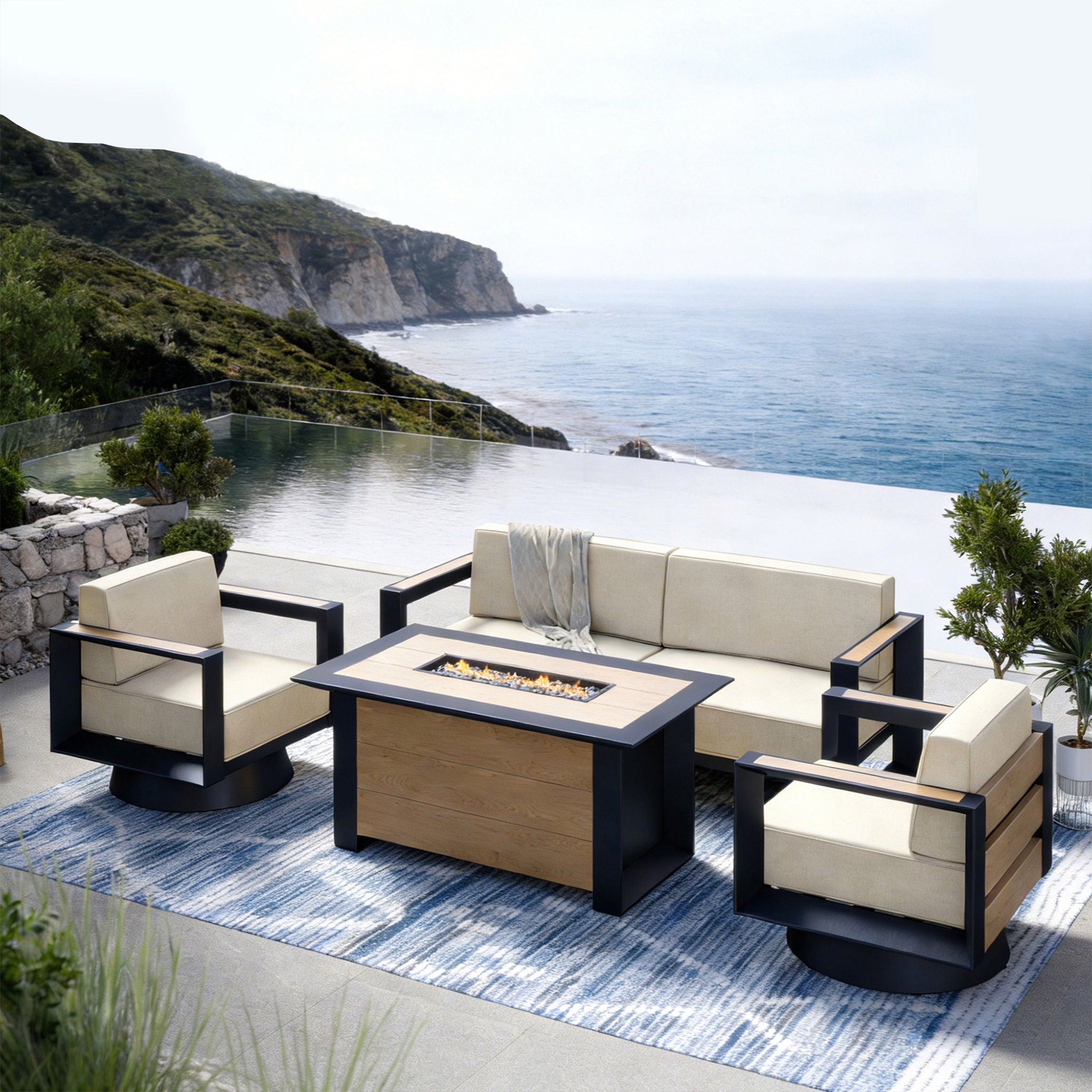 Mirador Sanibel 4-piece Outdoor Fire Seating Set | Costco