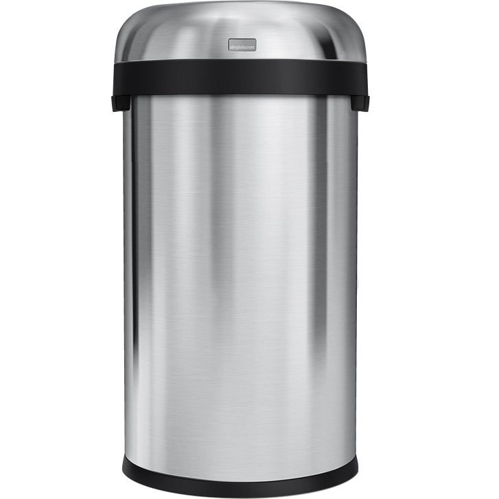 Simplehuman Bullet Open Top Trash Can, 60 Liter, Stainless Steel