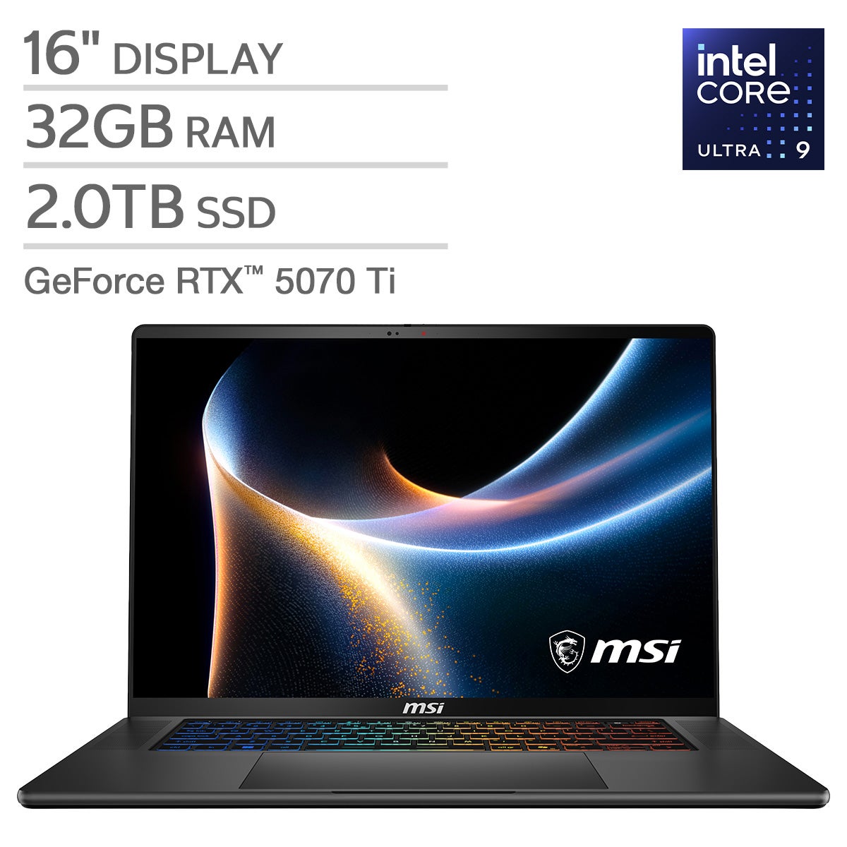 MSI Stealth 16" Gaming Copilot+ PC Laptop — Intel Core Ultra 9 386H