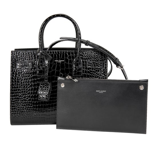 YSL Emb Croc Sac De Jour Baby Matte, Black | Costco