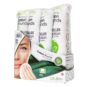 Delon Premium Cosmetic Cotton Rounds, 8 x 100 count