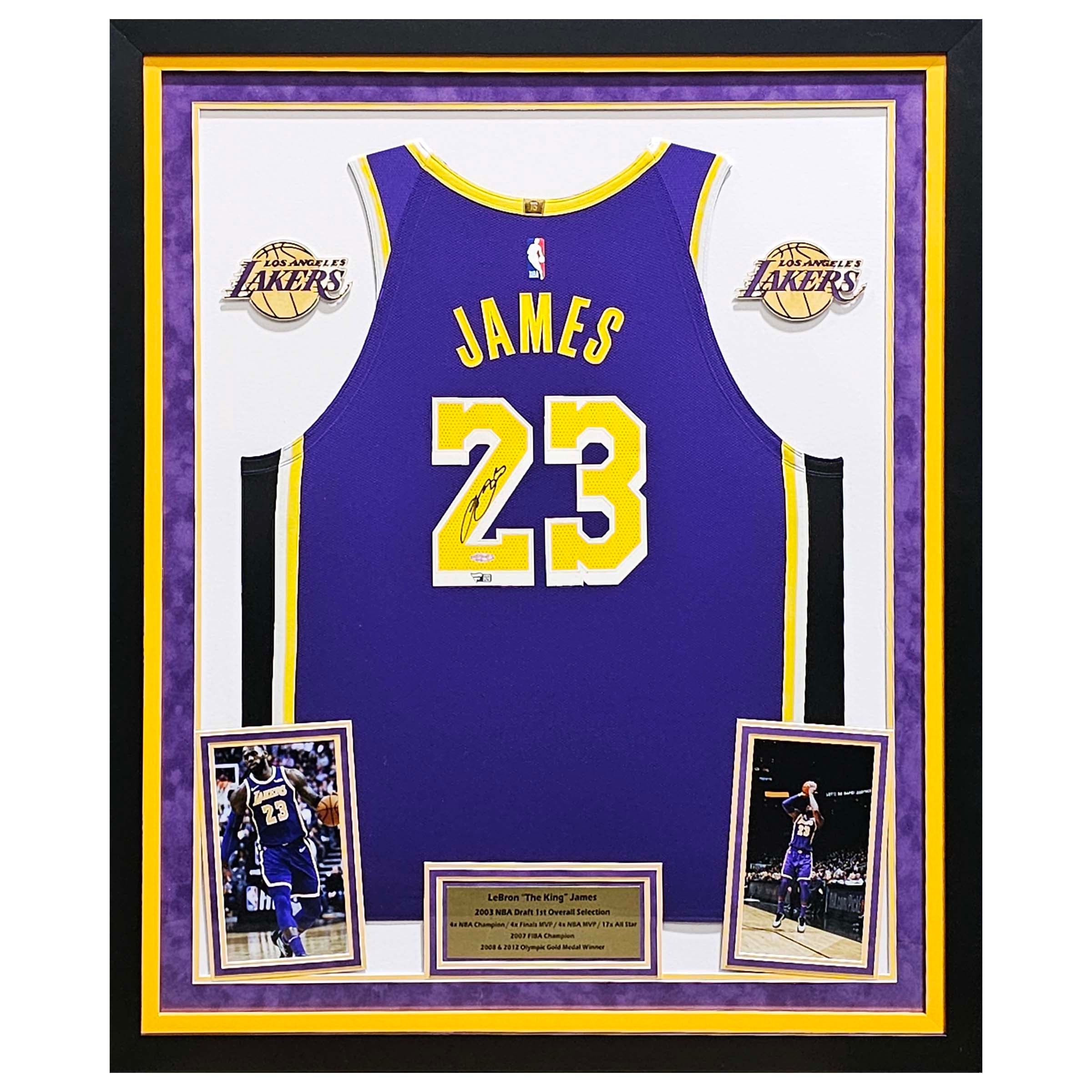 Los Angeles Lakers LeBron James Autographed Framed Purple & Yellow