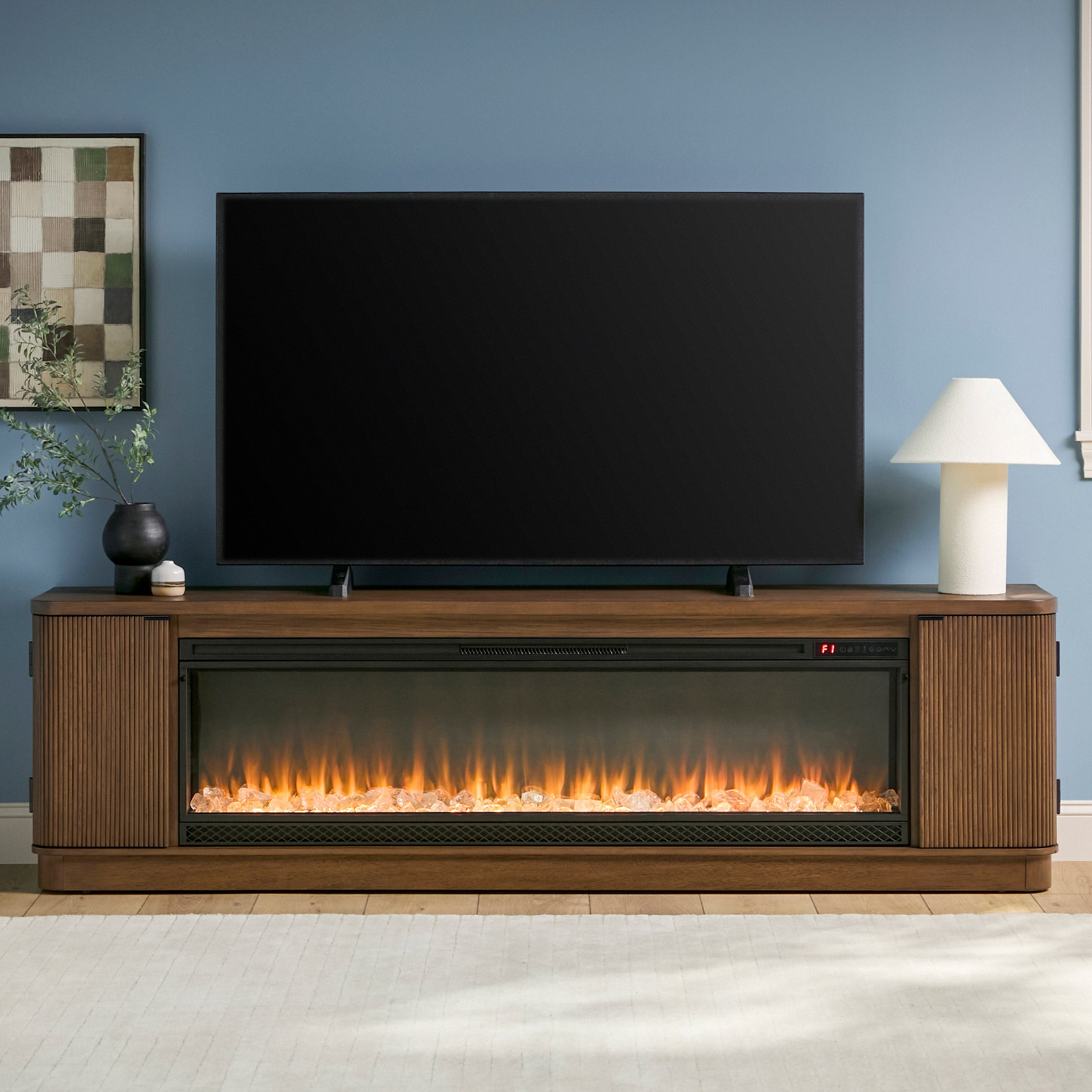 Tresanti Jordyn 85” Console with ClassicFlame Electric Fireplace