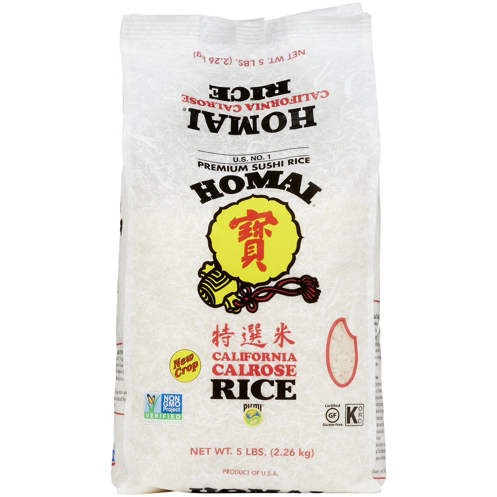Hom Ai Rice Homai California Calrose Rice, Premium Sushi Rice, Medium Grain, 5 lbs ...