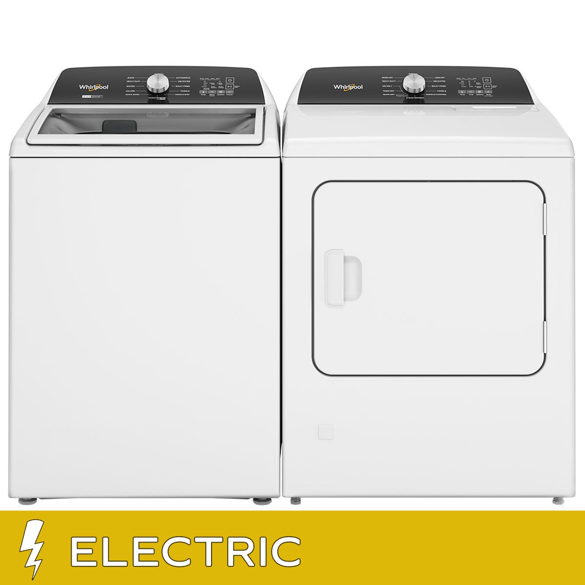 Whirlpool 4.7-4.8 cu. ft. Top Load Washer with 2 in 1 Removable Agitator and 7.0 cu. ft. ELECTRIC Dryer Laundry Package