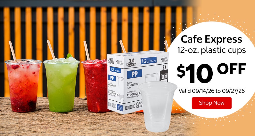 Cafe Express 12-oz. plastic cups $10 OFF Valid 09/14/26 to 09/27/26 Shop Now 