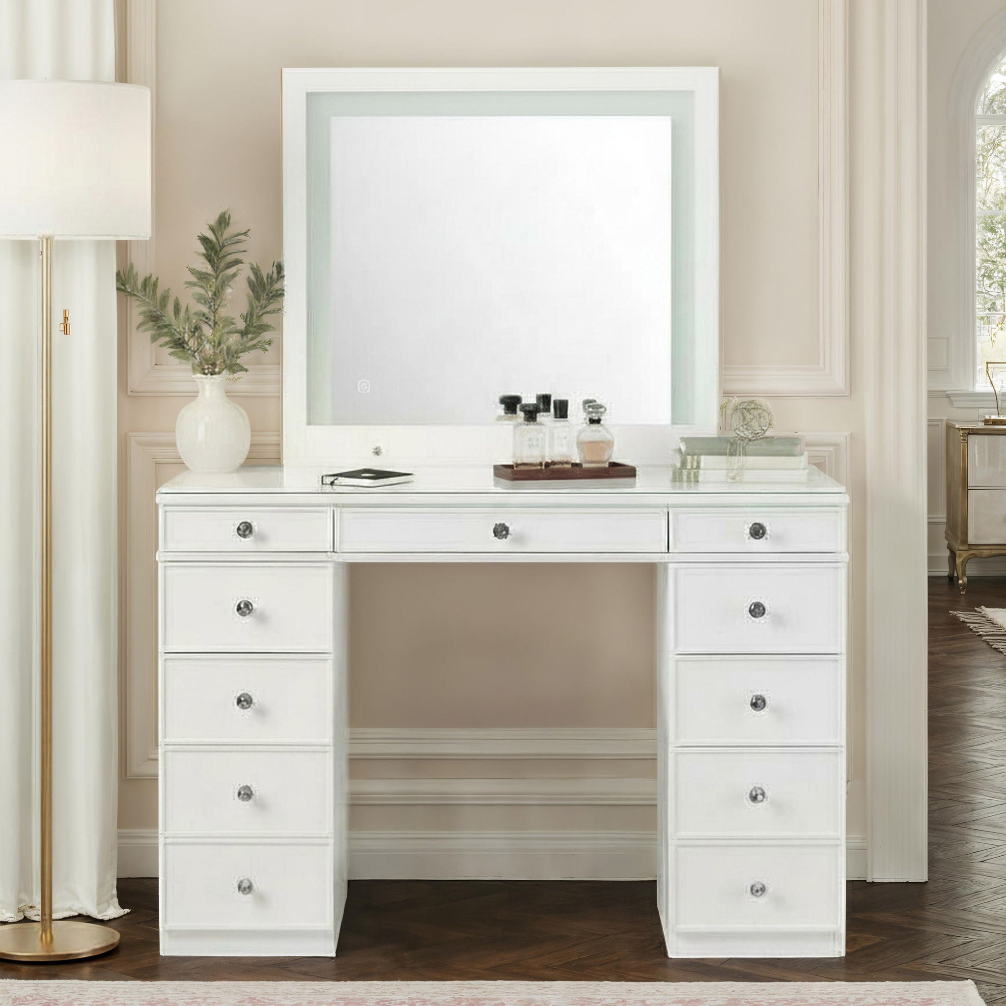 センセスプロダクト　Classic Vanity Box Tresanti Kathryn Vanity Table with Adjustable LED Lighted Mirror