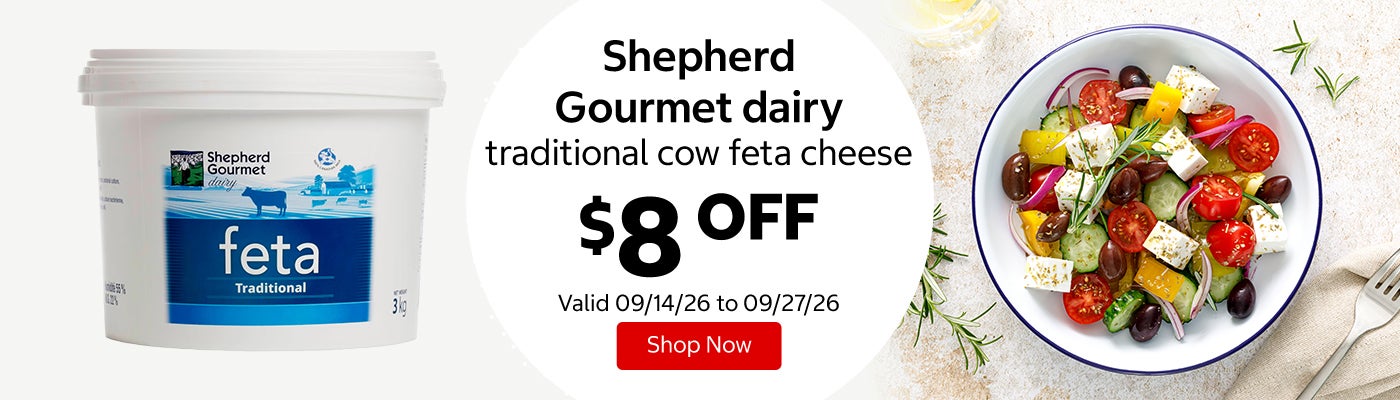 Shepherd Gourmet dairy traditional cow feta cheese $8 OFF Valid 09/14/26 to 09/27/26 Shop Now 