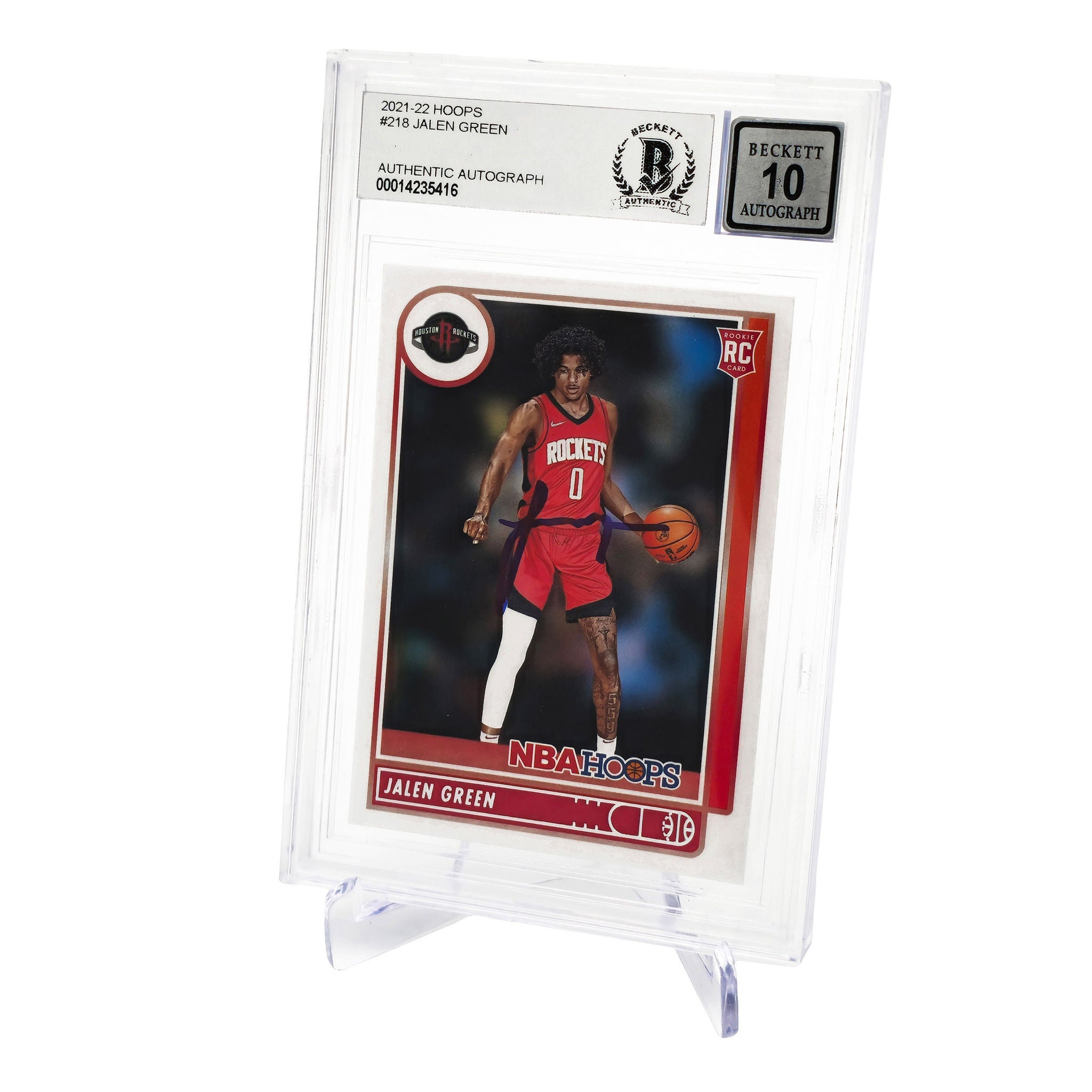 Jalen Green Autographed 2021-22 NBA Hoops Rookie Card #218 Houston