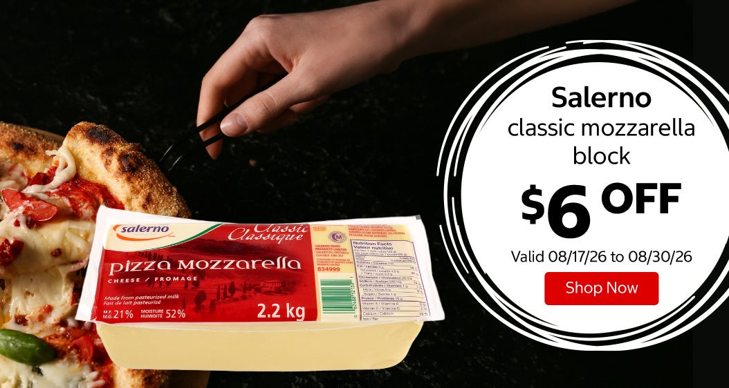 Salerno classic mozzarella block $6 OFF Valid 08/17/26 to 08/30/26 Shop Now 