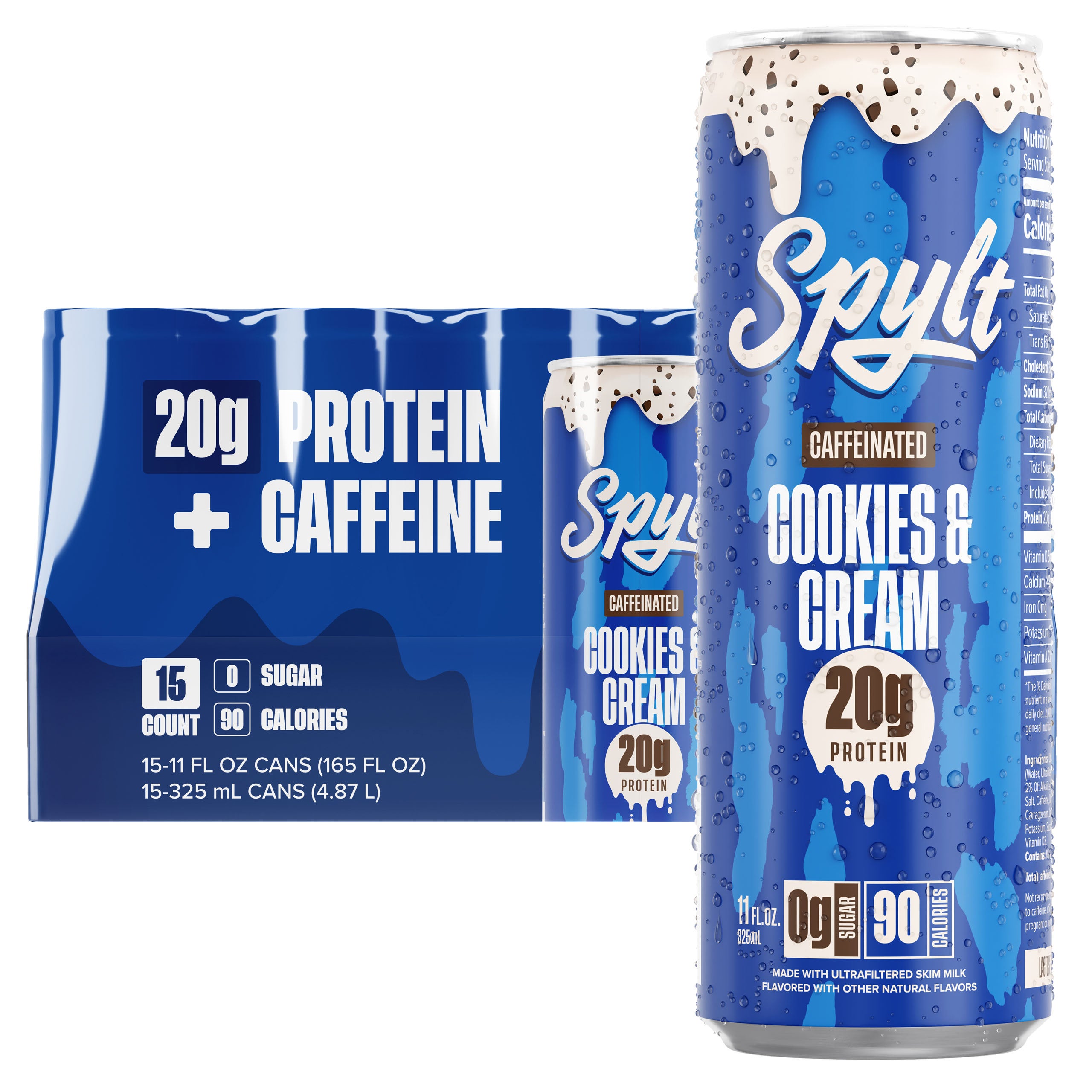 Spylt Caffeinated Protein Milk, Cookies & Cream, 11 fl oz, 15