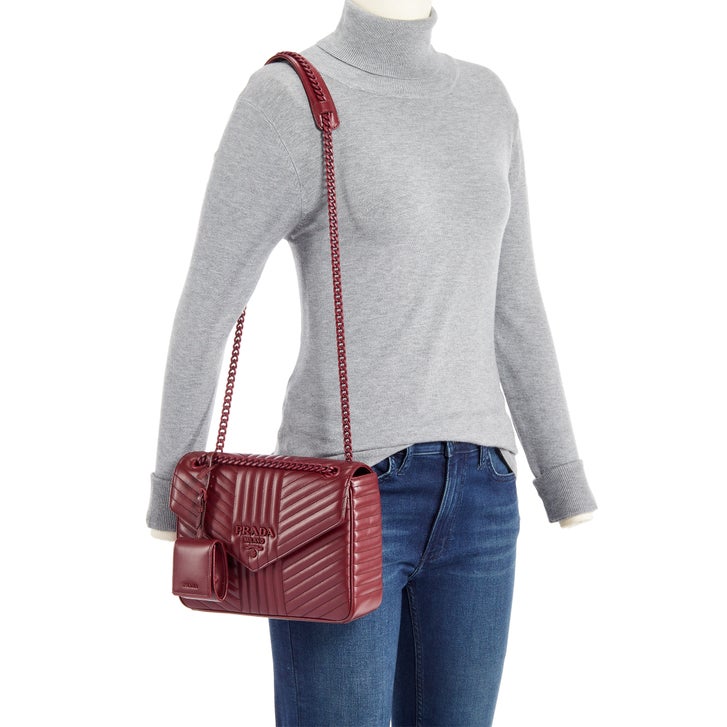 Prada Diagramme Shoulder Bag, Cerise (Red) | Costco
