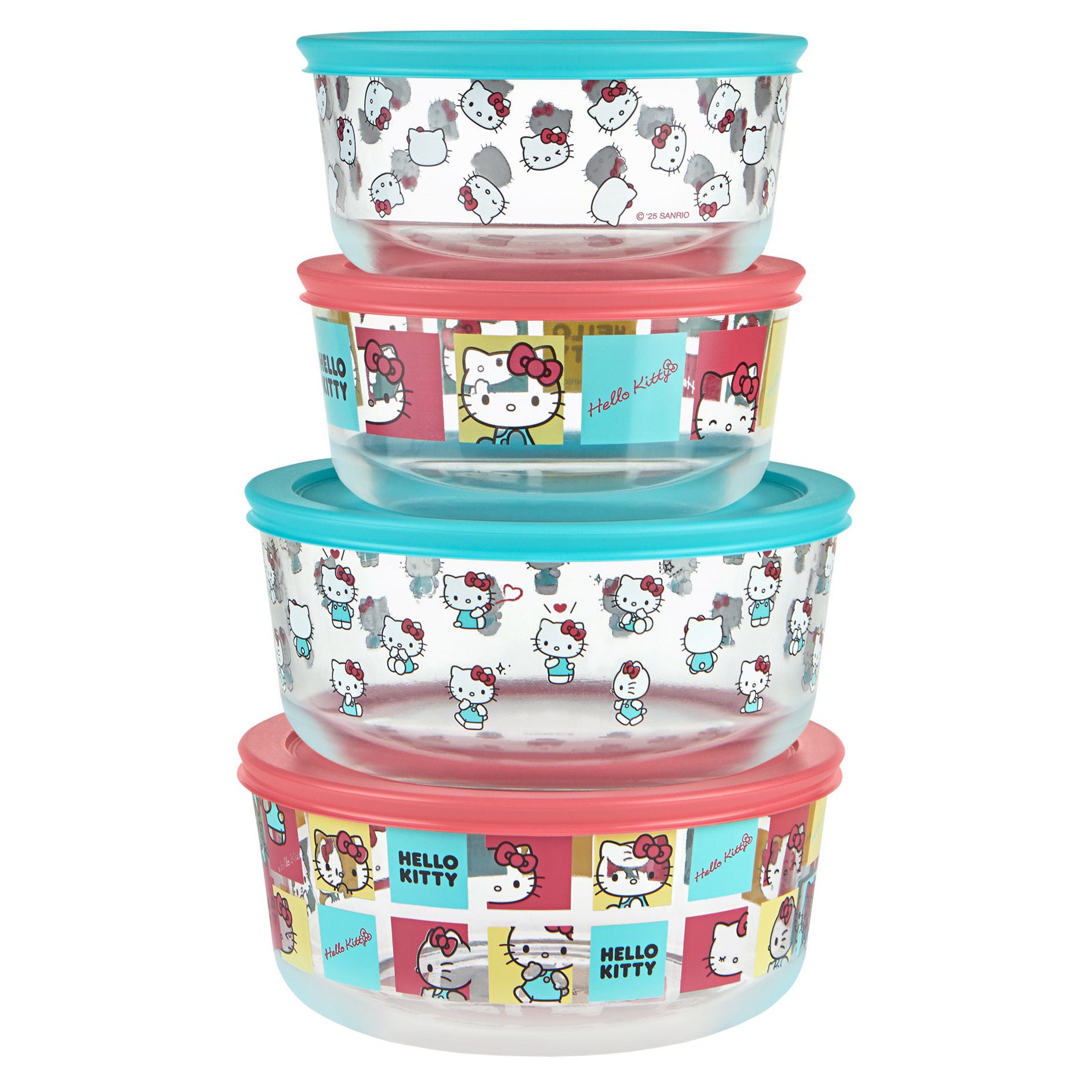 Hello Kitty Pyrex ガラス保存容器 8ピースセット Pyrex 8-piece Decorated Glass Food Storage Set | Costco