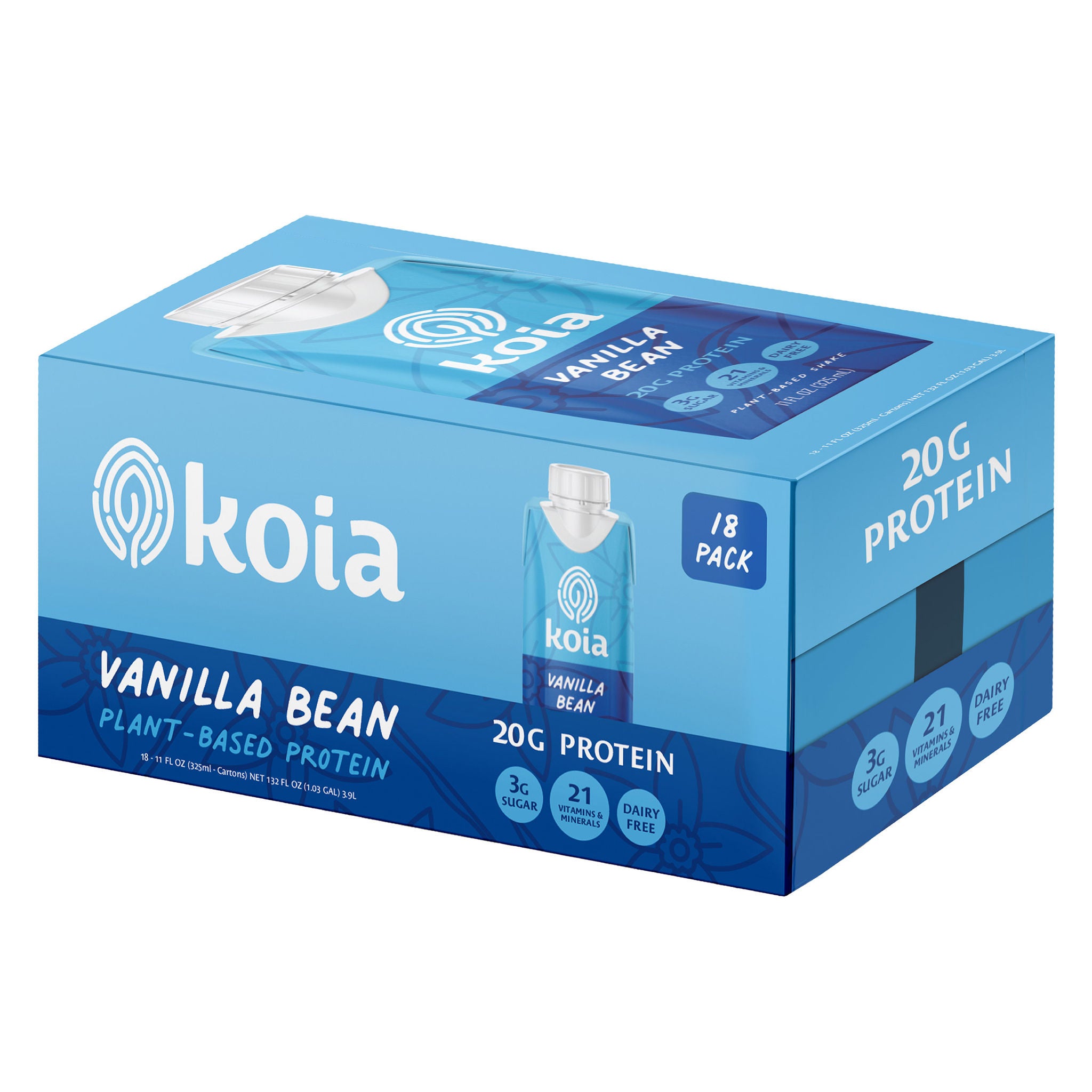 Koia Plant-Protein Nutrition Shake, Vanilla Bean, 11 fl oz, 18