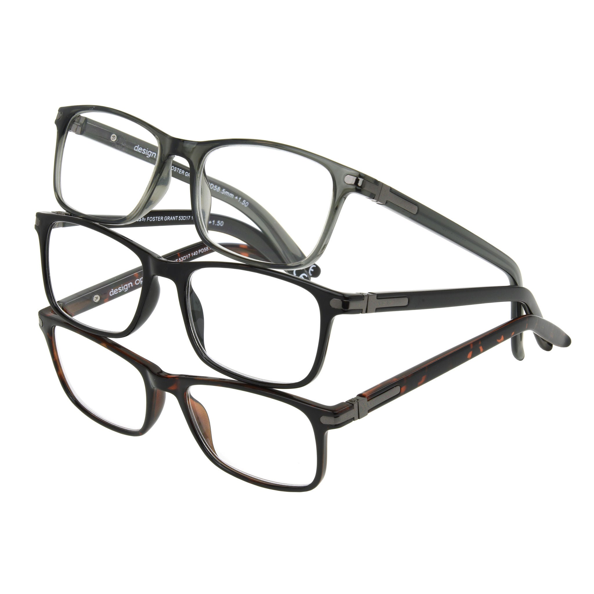 Design Optics by Foster Grant Cole Full Rim Rectangular Reading