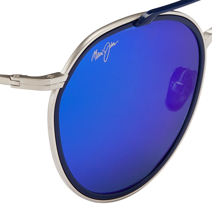 Maui Jim Bowline B557-17M Silver Matte with Dark Navy Rim
