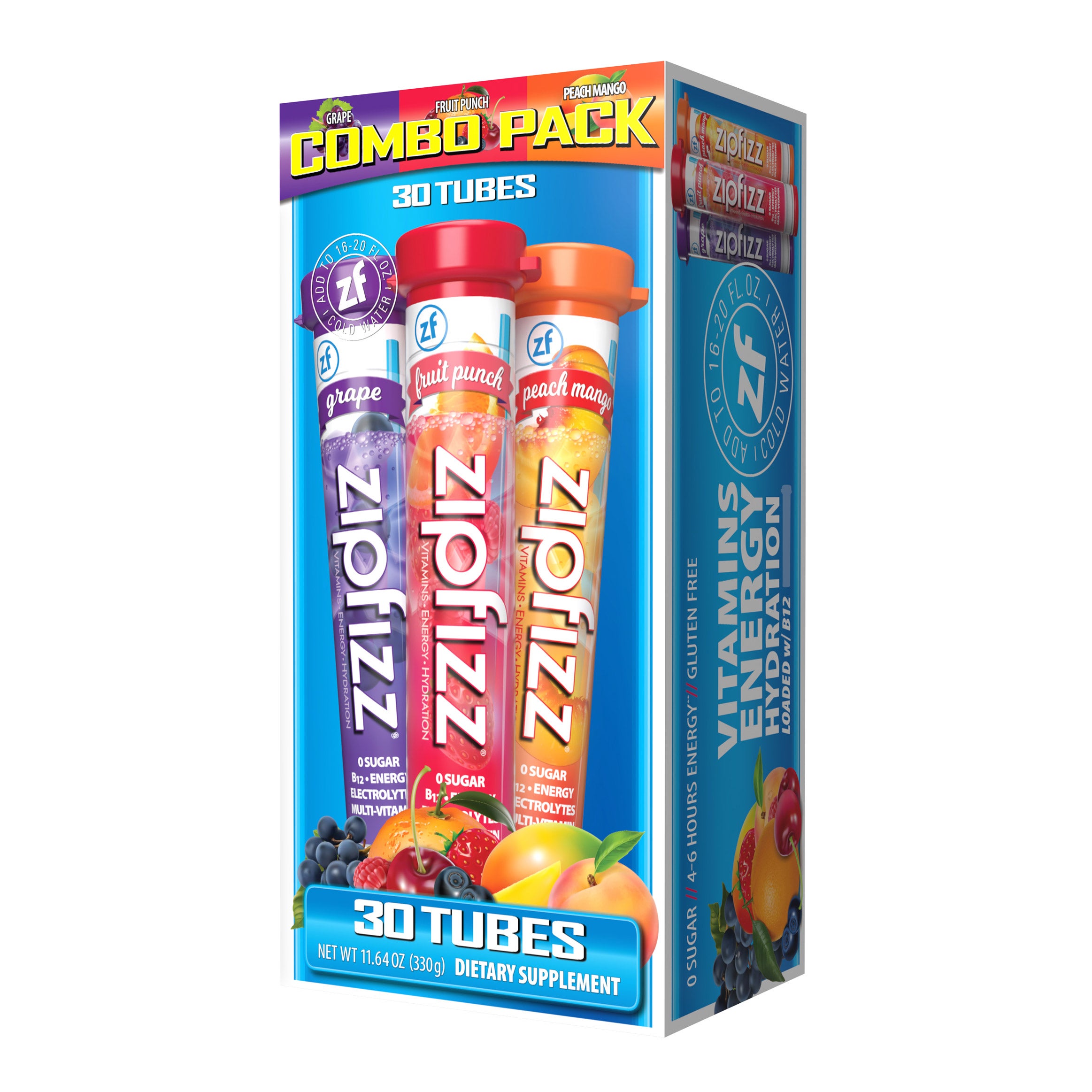 Zipfizz Multi-Vitamin Energy Hydration Drink Mix, Variety Pack, 30