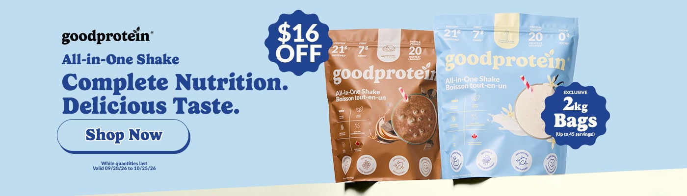 goodprotein All-in-One Shake. Complete Nutrition. Delicious Taste. EXCLUSIVE 2kg Bags. (Up to 45 servings!) $16 OFF. Shop Now. Valid 09/28/26 to 10/25/26. While quantities last. 