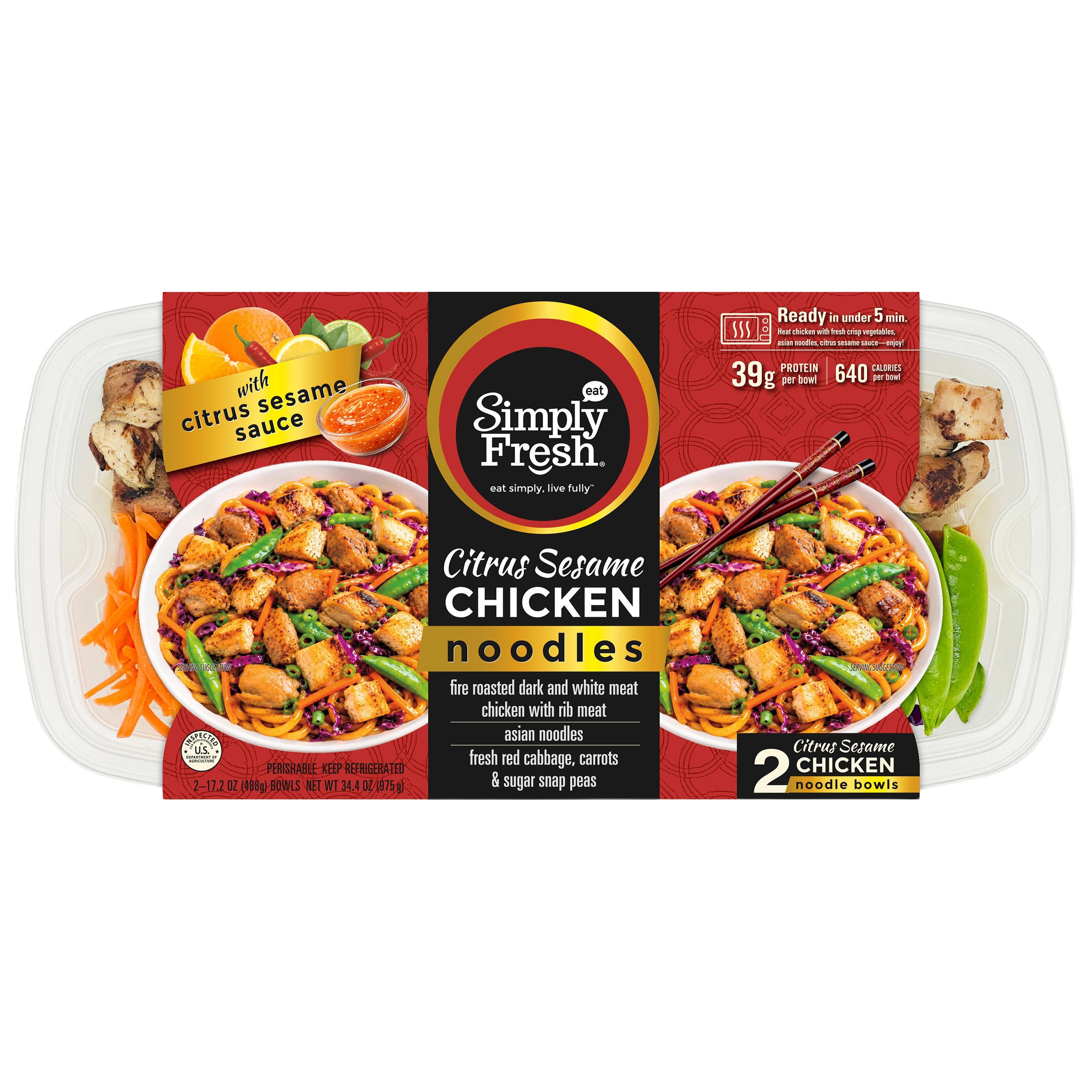 SIMPLY FRESH CITRUS SESAME CHICKEN NOODLES BOWLS 34.4 OZ