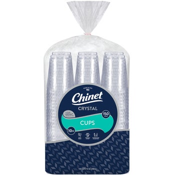 Chinet Plastic Cups, Cut Crystal, 10 oz, 150 ct