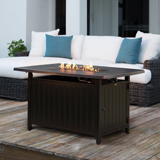 Bravos Rectangle Aluminum Gas Fire Pit | Costco