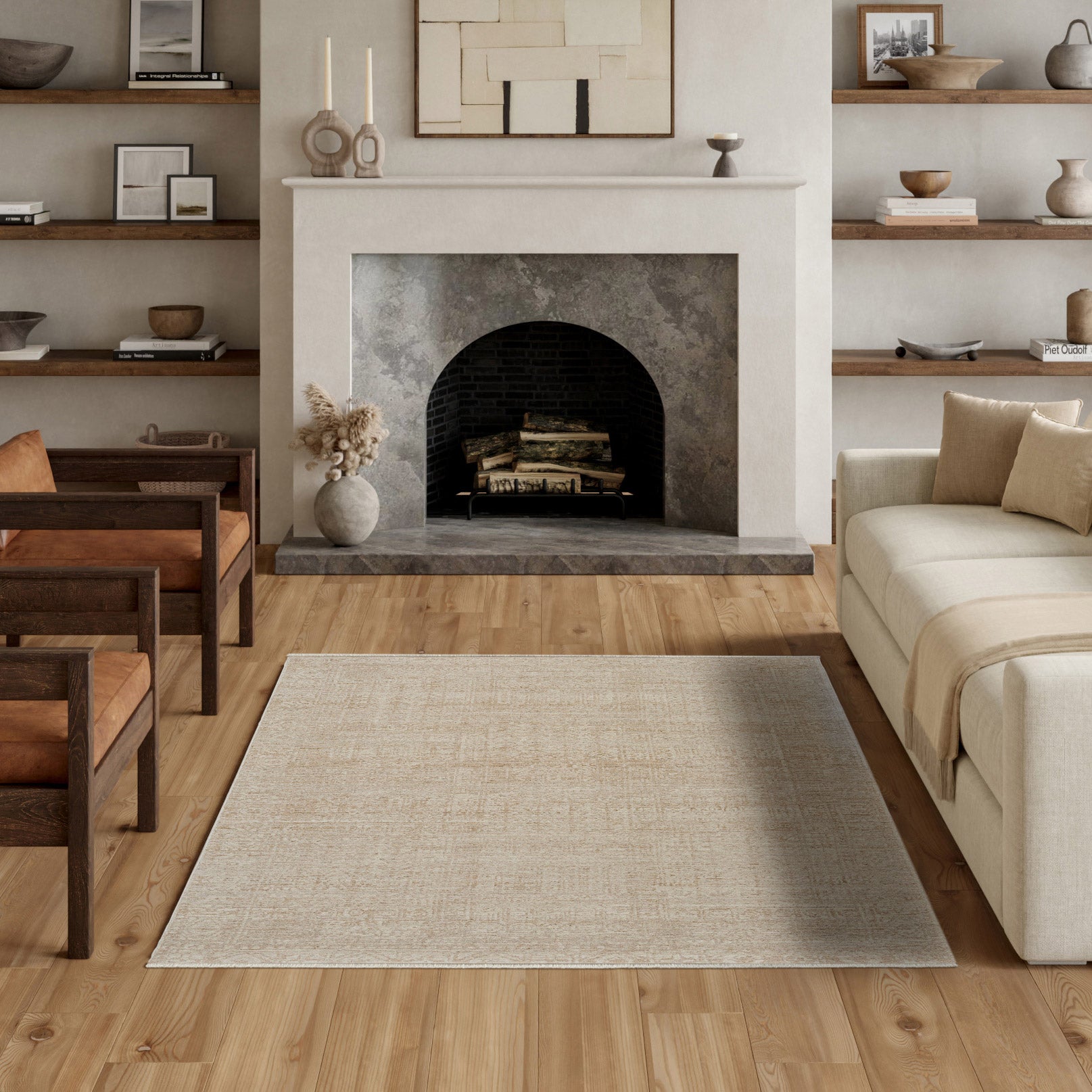 Nourison Pure Home Area Rug, Linen, 6’ x 9’