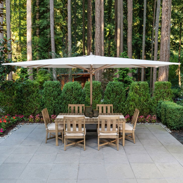 at home patio umbrella wood Outdoor Woodgrain Pattern Decoration w/ Tilt, Crank Made of solid teak Sunbrella Market Umbrella, Wood