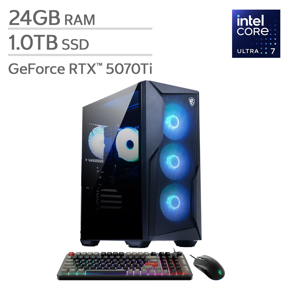 MSI Codex R2 AI Gaming Desktop – Intel Core Ultra 7 265 - GeForce RTX 5060 Ti 16GB – 24GB RAM – 1TB SSD – Windows 11