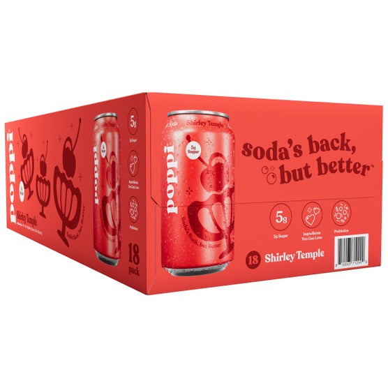 poppi Prebiotic Soda, Shirley Temple, 12 fl oz, 18 ct | Costco