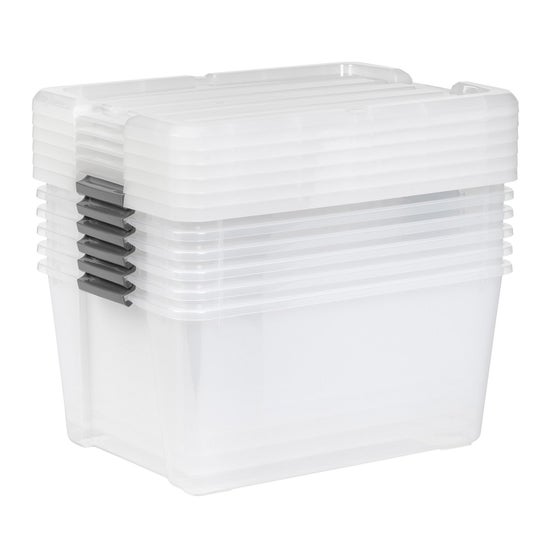 Costco Storage Bins IRIS 45QT Clear Storage Bin with Buckles, 6-pack | Costco