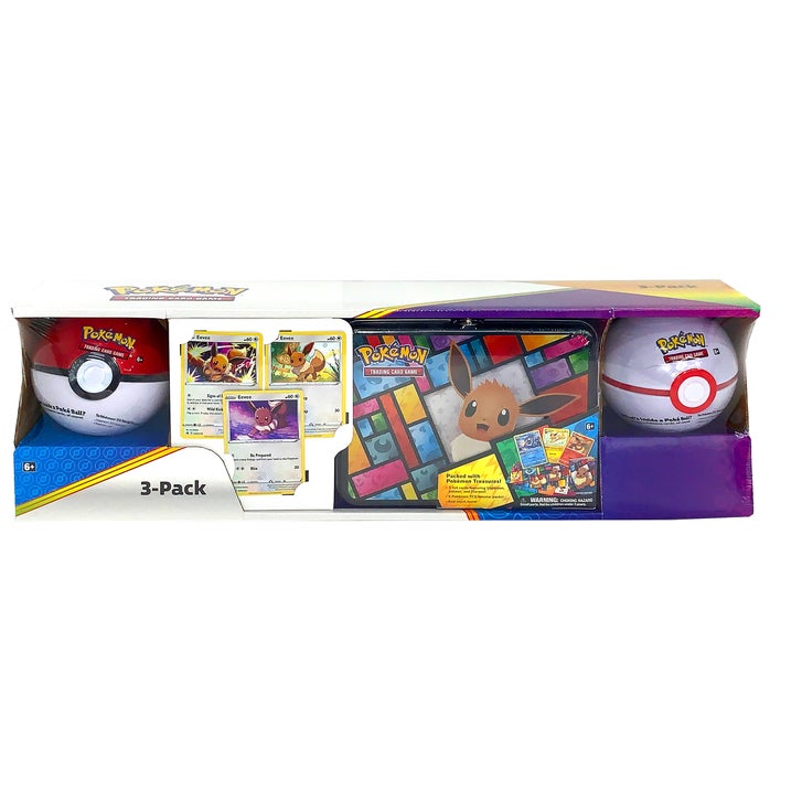 costco pokemon cards eevee EXCLUSIVE EEVEELUTION TREASURE CHEST 2 POK BALL TINS Pokmon Collector's Chest + Pokeball