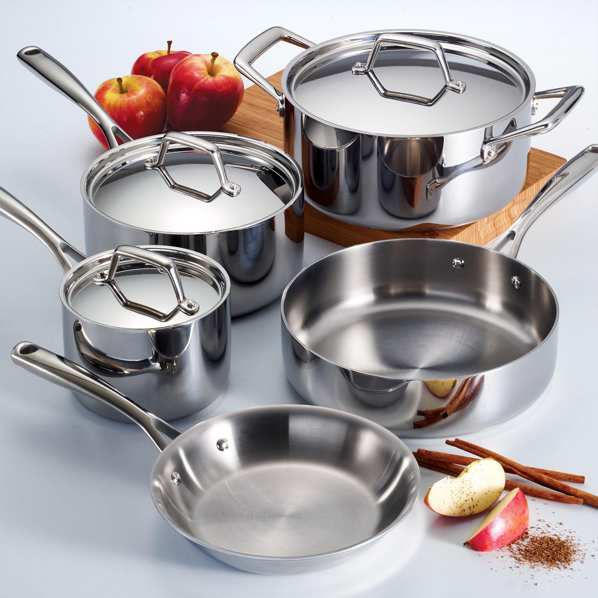 Tramontina 8-piece Stainless Steel Tri-ply Clad Cookware Set | Costco