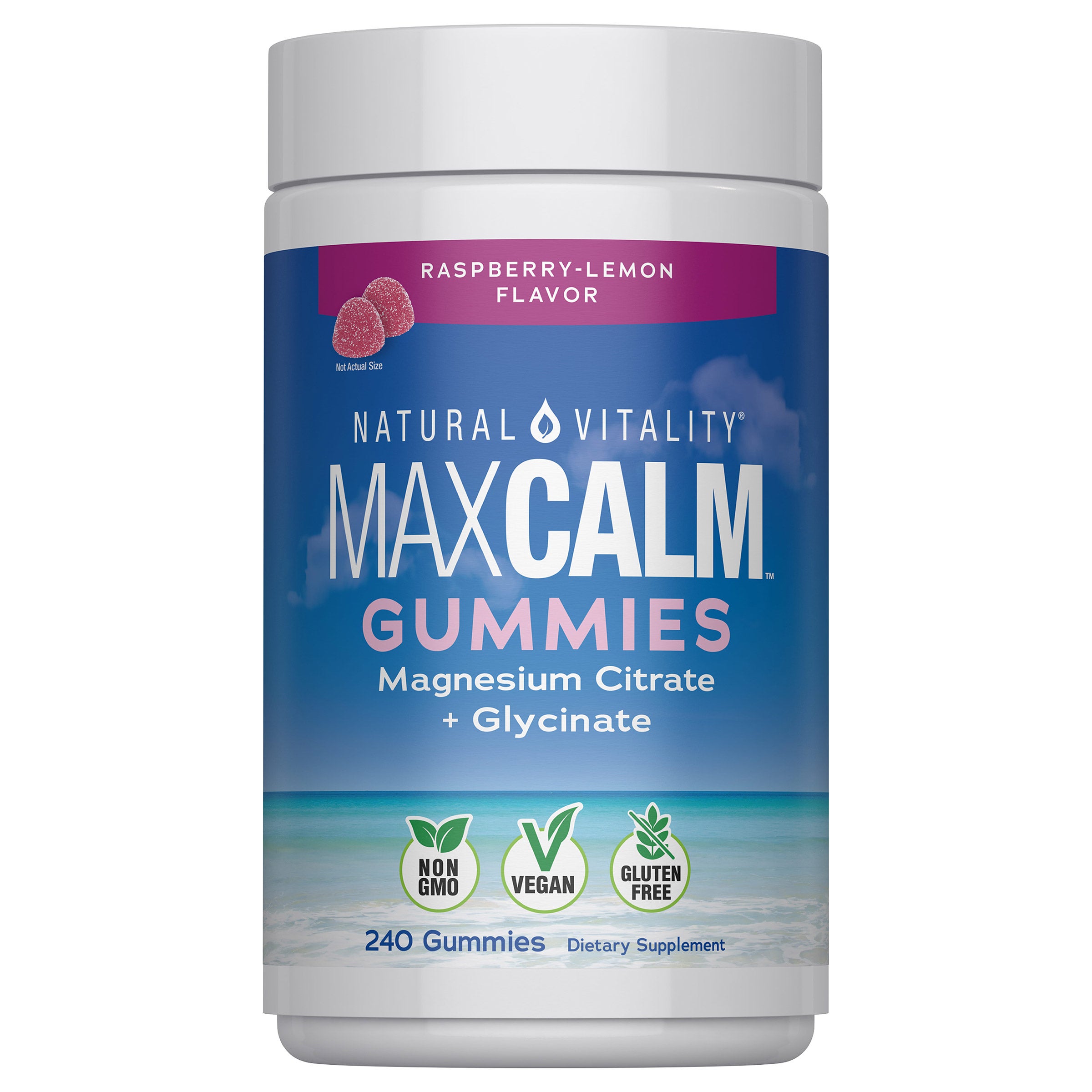 Natural Vitality MAXCALM Magnesium Citrate+Glycinate, 240 Gummies