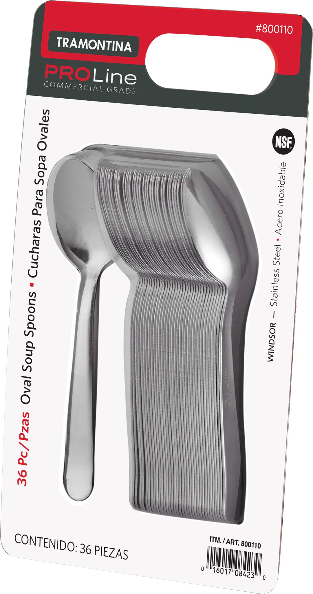 Tramontina ProLine Windsor Oval Soup Spoon, Stainless Steel, 36-count